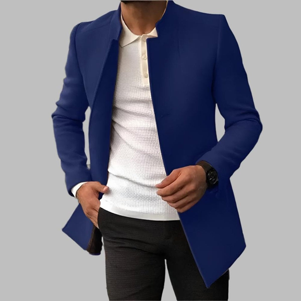 Men's Slim Fit Wool Coat Stand Collar