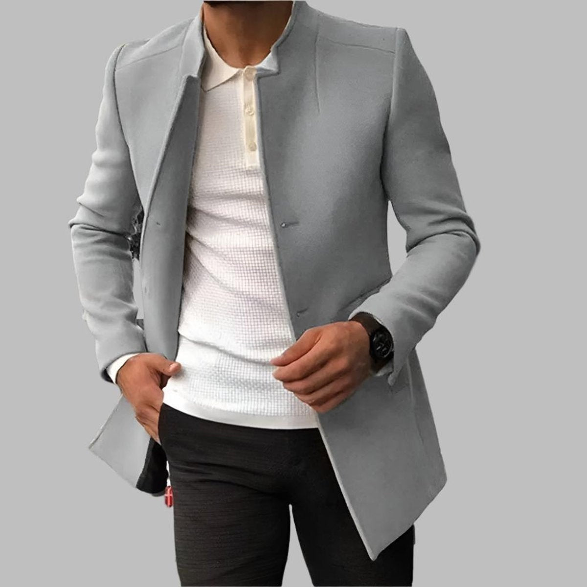 Men's Slim Fit Wool Coat Stand Collar