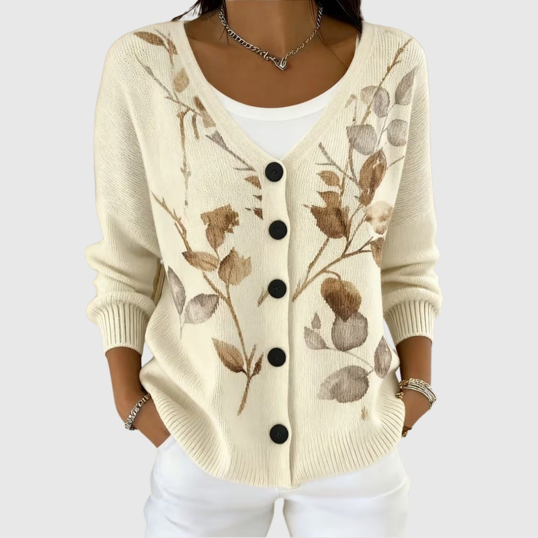 Sophia | Women's Striped Knit Cardigan Sweater Button Up V Neck