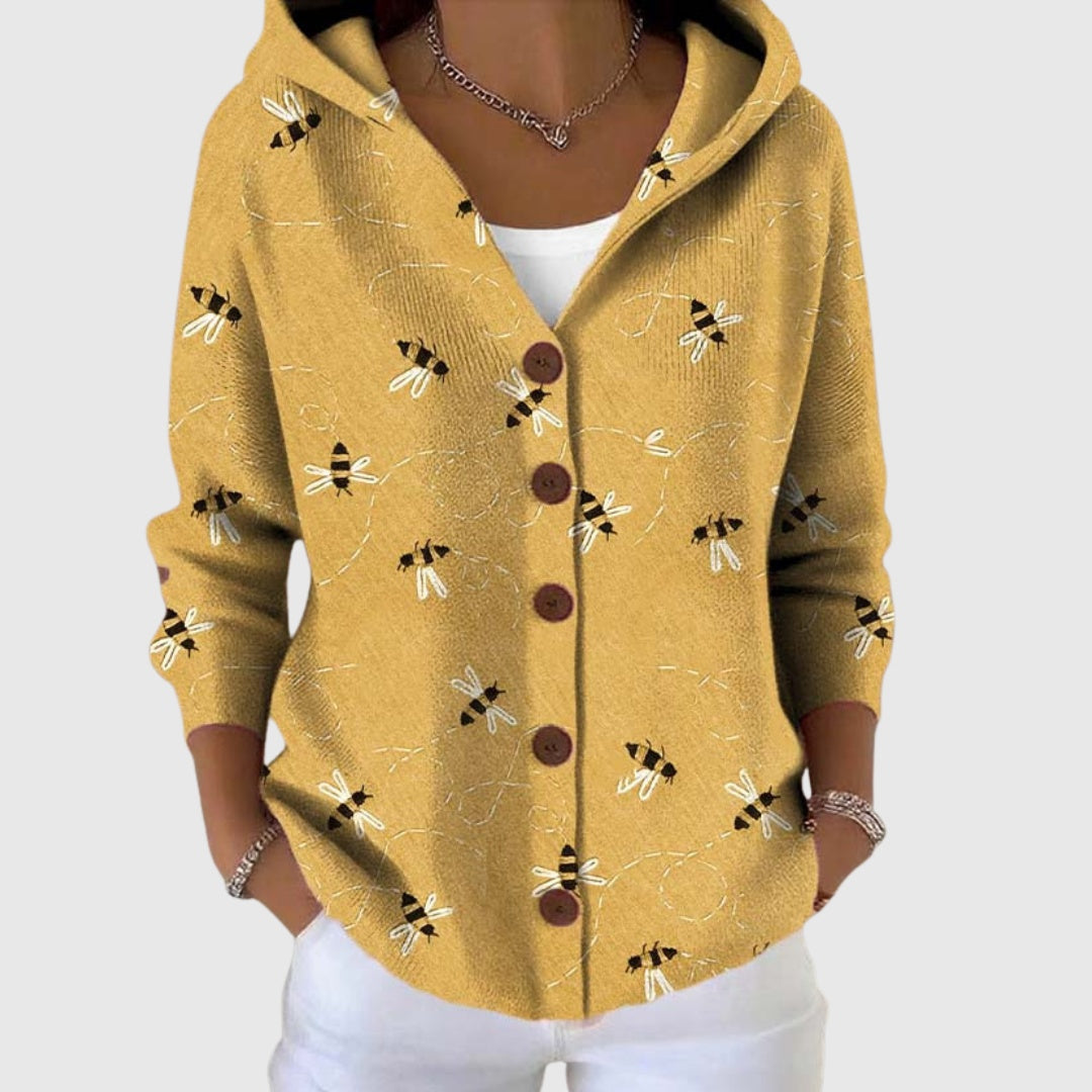 Sophia | Women's Striped Knit Cardigan Sweater Button Up V Neck