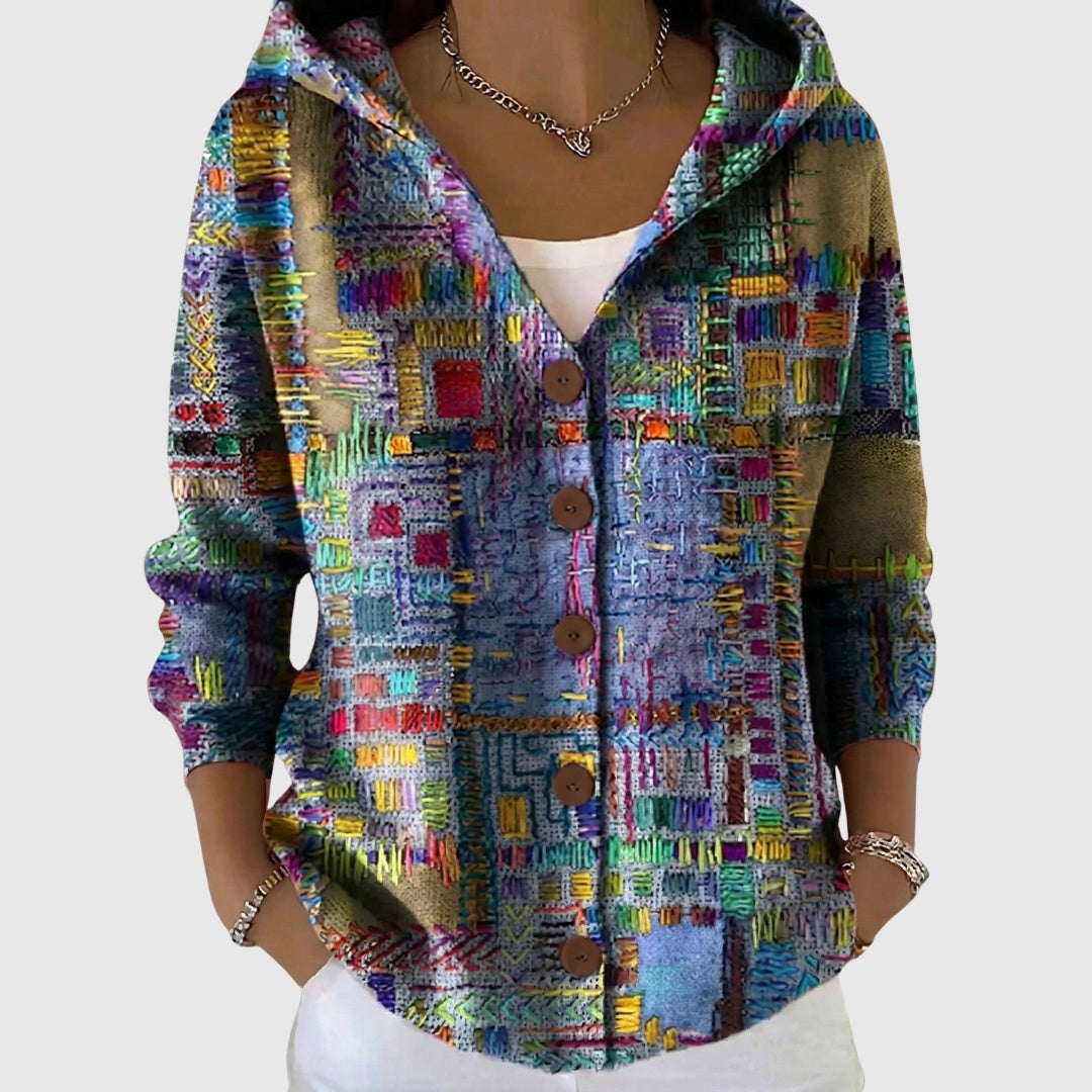 Sophia | Women's Striped Knit Cardigan Sweater Button Up V Neck