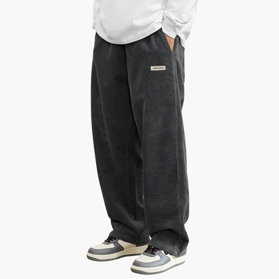 Jason | Men's Wide Leg Corduroy Pants Elastic Waist Drawstring