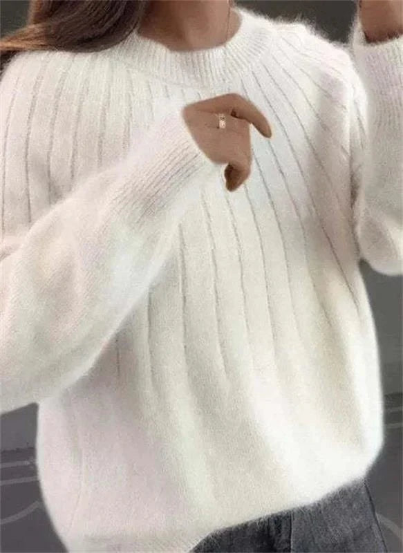 Amelia | Women's Wool Sweater Crew Neck Long Sleeve