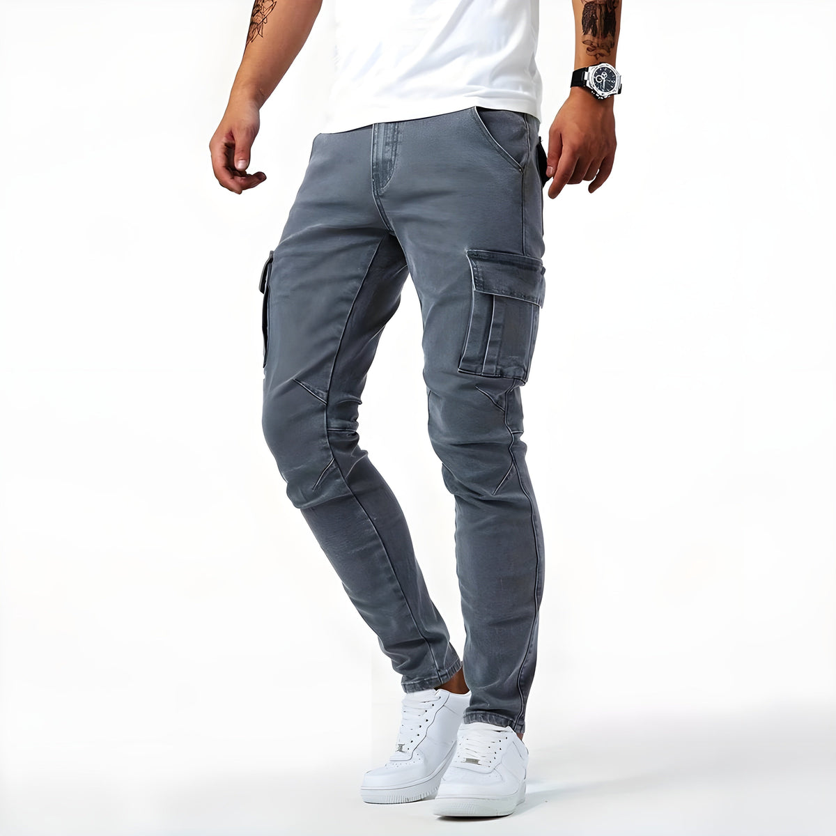 Travis | Men's Slim Cargo Pants Multi Pocket