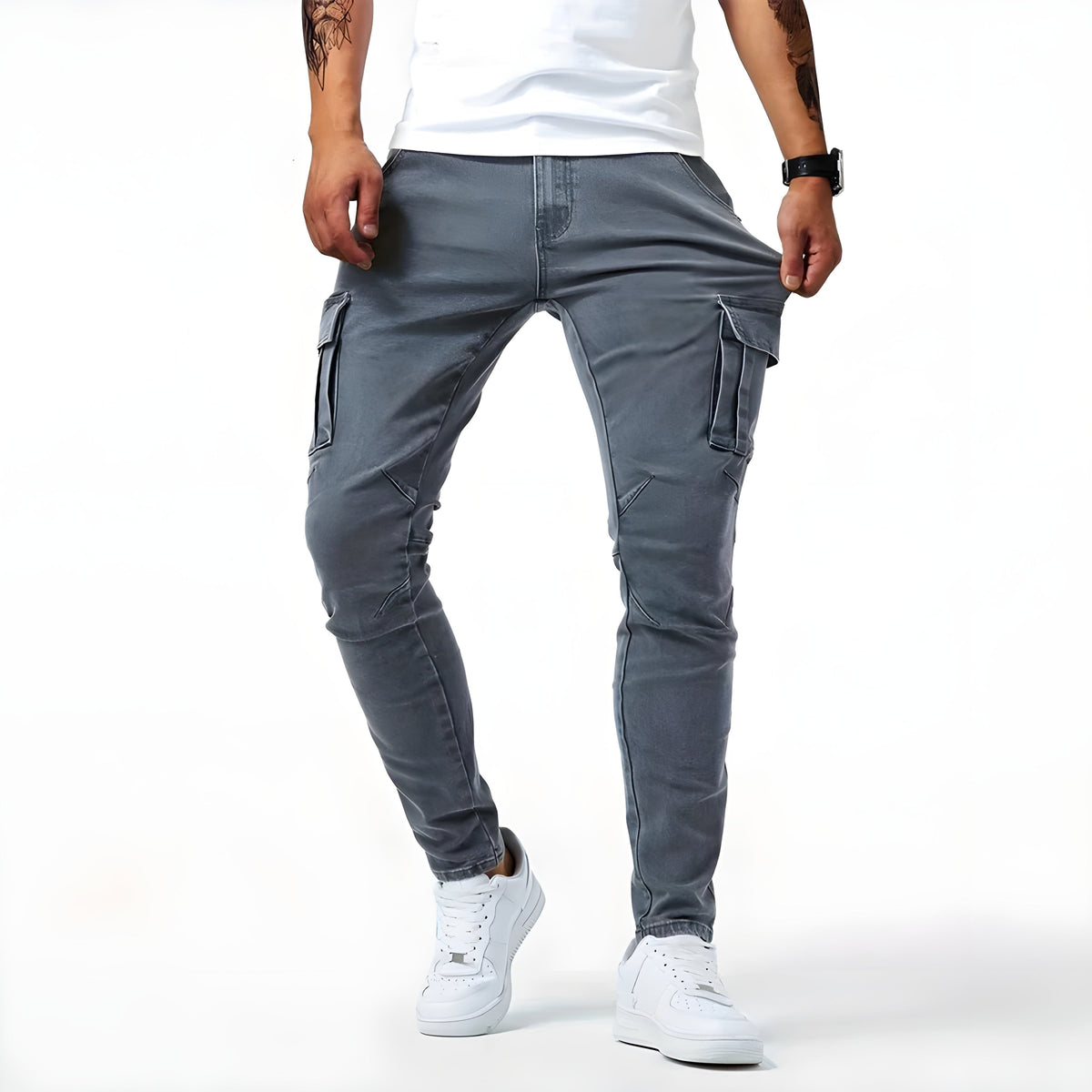Travis | Men's Slim Cargo Pants Multi Pocket