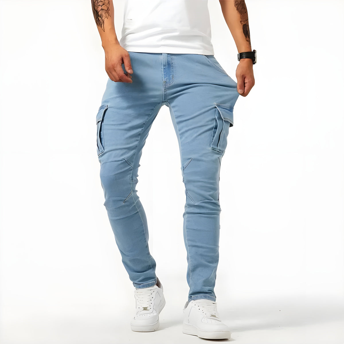 Travis | Men's Slim Cargo Pants Multi Pocket