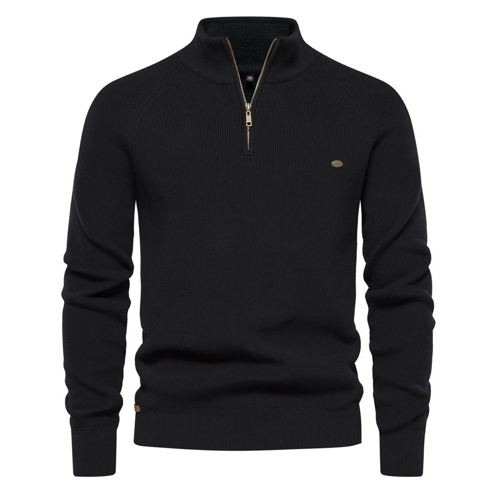 Men's Quarter Zip Sweater Knit Mock Neck Long Sleeve