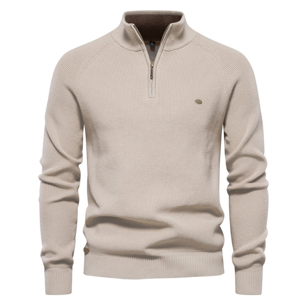 Men's Quarter Zip Sweater Knit Mock Neck Long Sleeve