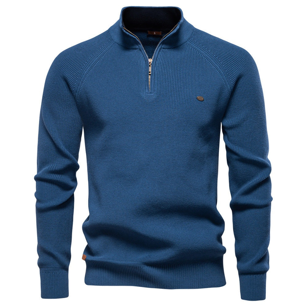 Men's Quarter Zip Sweater Knit Mock Neck Long Sleeve