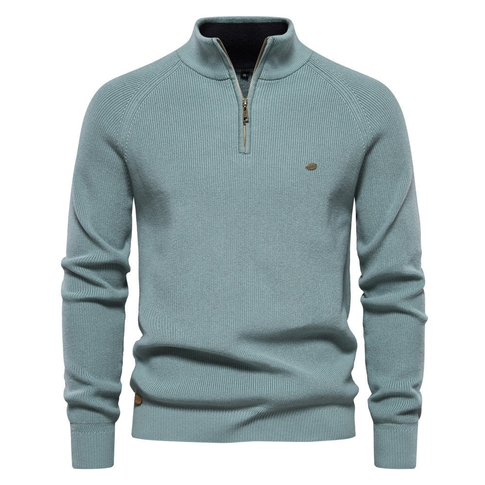 Men's Quarter Zip Sweater Knit Mock Neck Long Sleeve
