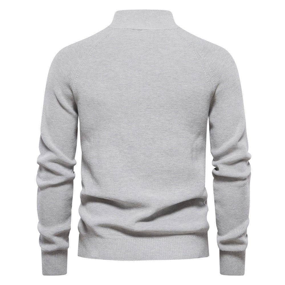 Men's Quarter Zip Sweater Knit Mock Neck Long Sleeve
