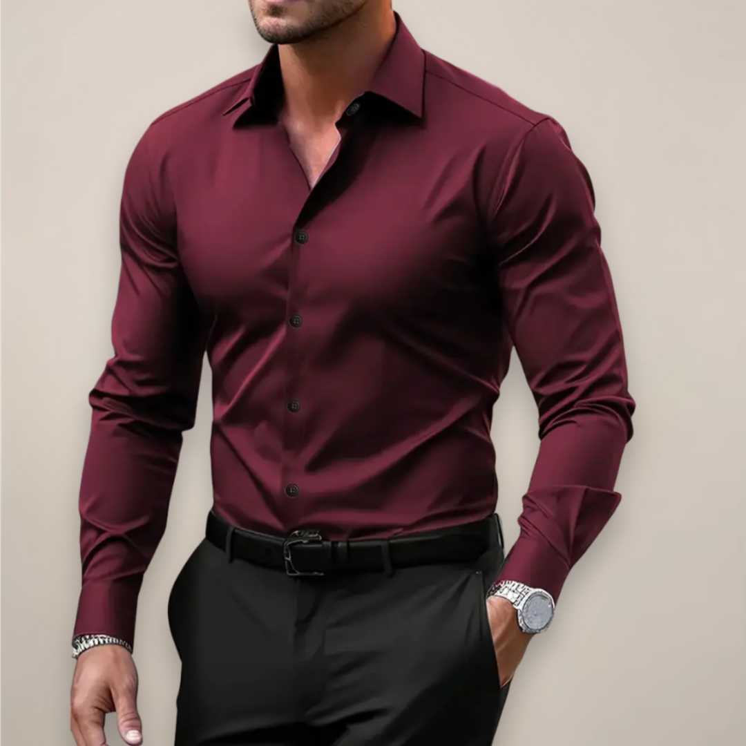 David | Men's Dress Shirt Long Sleeve Button Up Classic Collar