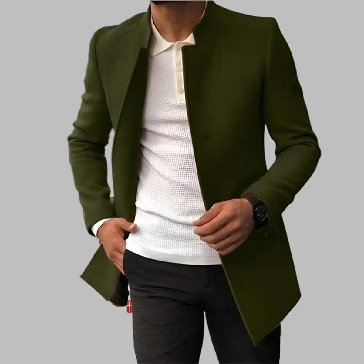 Men's Slim Fit Wool Coat Stand Collar