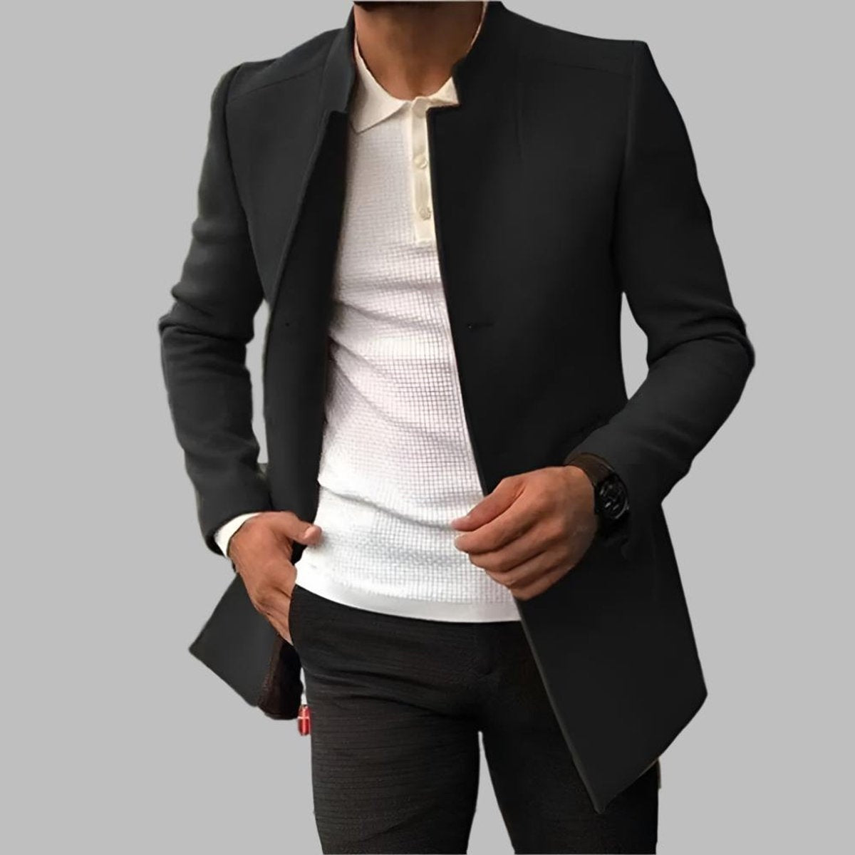 Men's Slim Fit Wool Coat Stand Collar