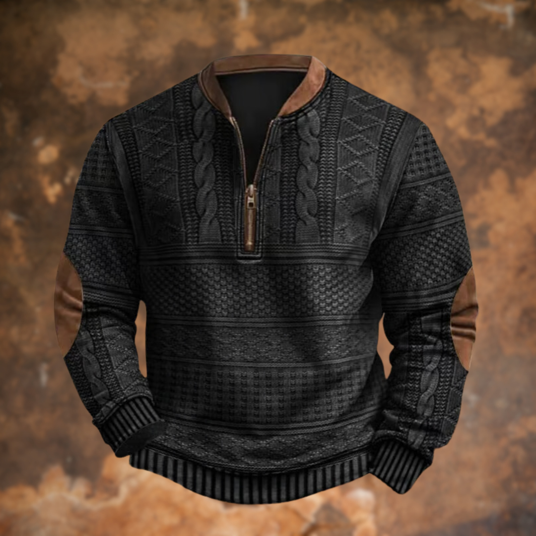 Beau | Men's Printed Zip Up Sweatshirt Stand Collar Long Sleeve