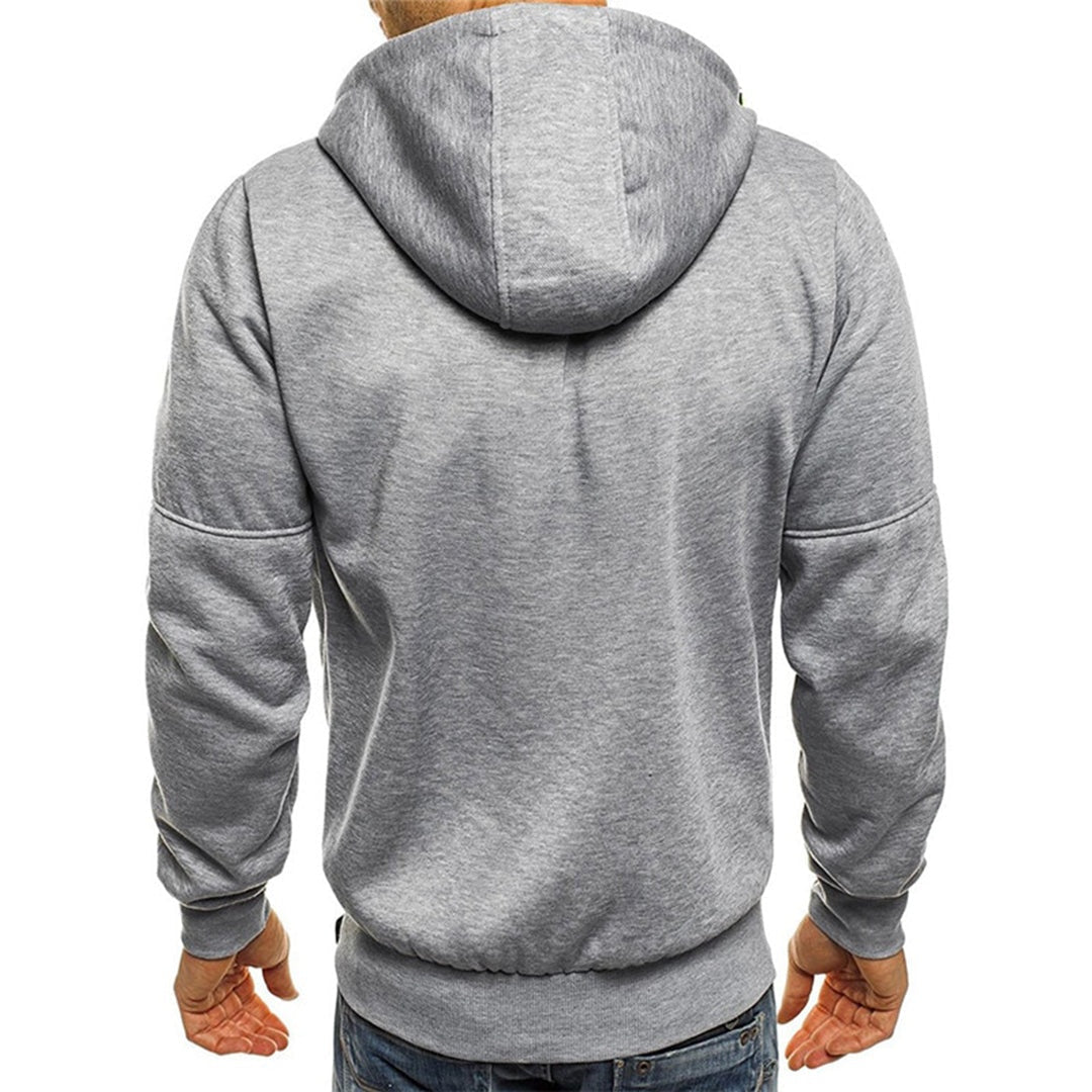 Men's Zip Up Hoodie Multi Pocket Hooded Sweatshirt
