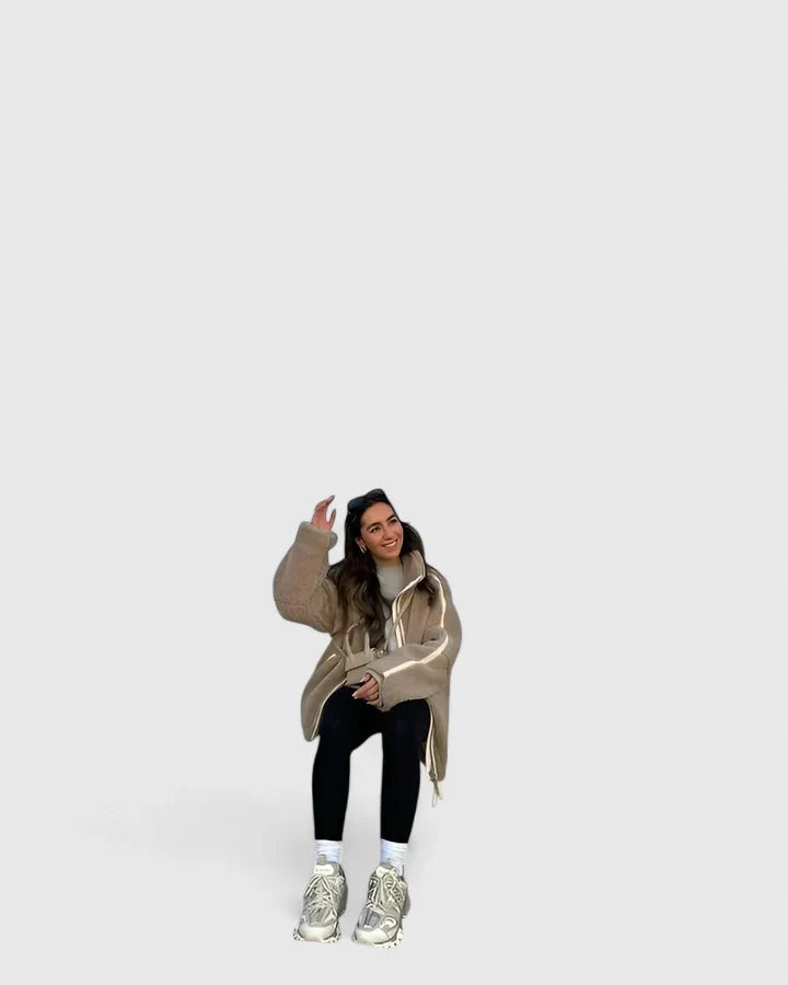 Natalie | Women's Winter Sherpa Coat High Collar Zip Up Teddy Jacket
