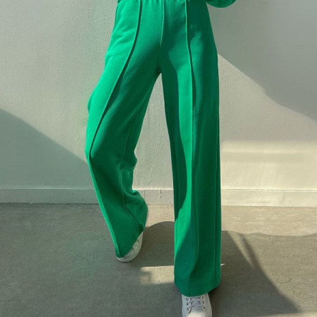Audrey | Women's 2 Piece Sweatsuit Crewneck Sweatshirt Wide Leg Pants