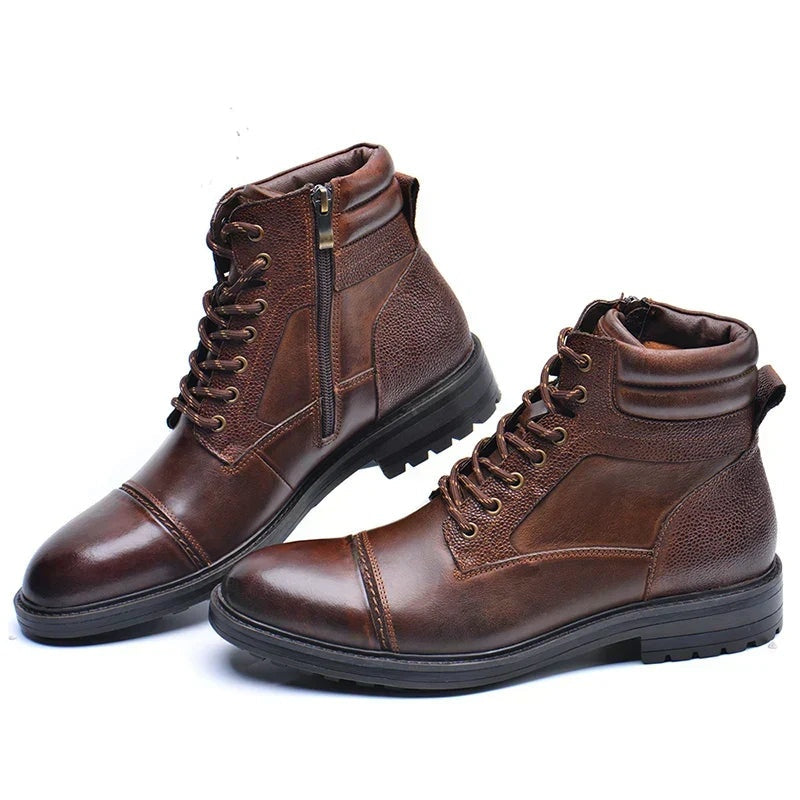 Cameron | Men's Leather Work Boots Side Zipper