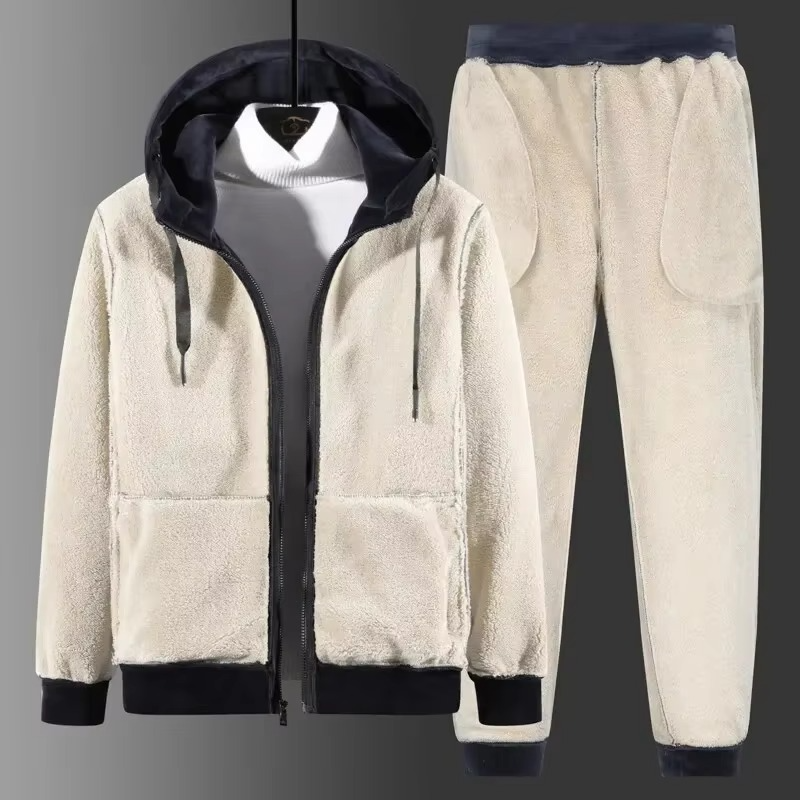 Nathan | Men's Sherpa Lined Sweatsuit Hooded Zip Up Winter