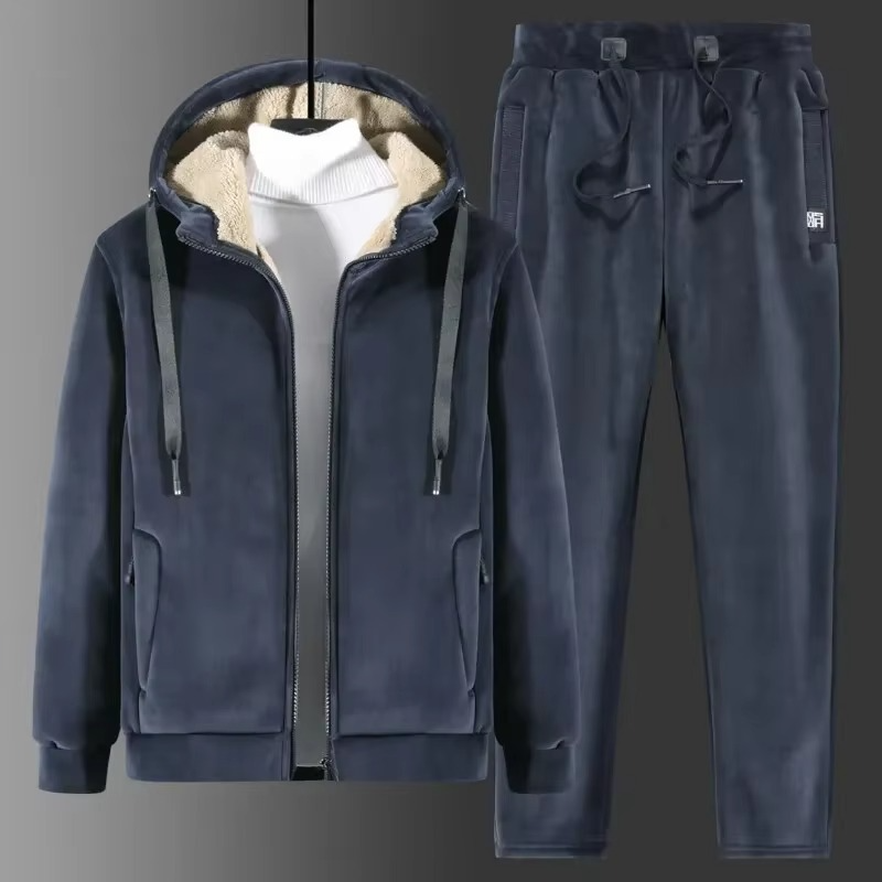 Nathan | Men's Sherpa Lined Sweatsuit Hooded Zip Up Winter