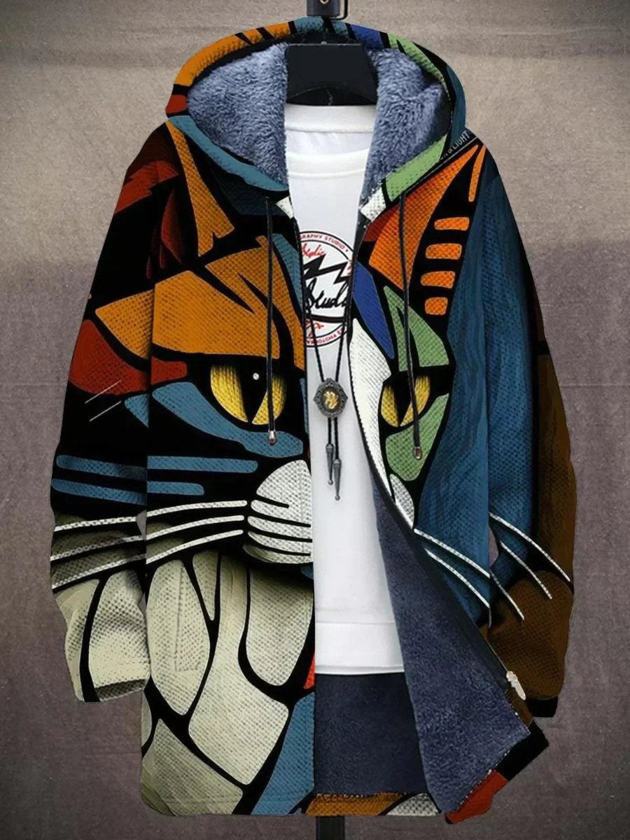Matthew | Men's Art Print Zip Up Hoodie Sweatshirt Fleece Lined