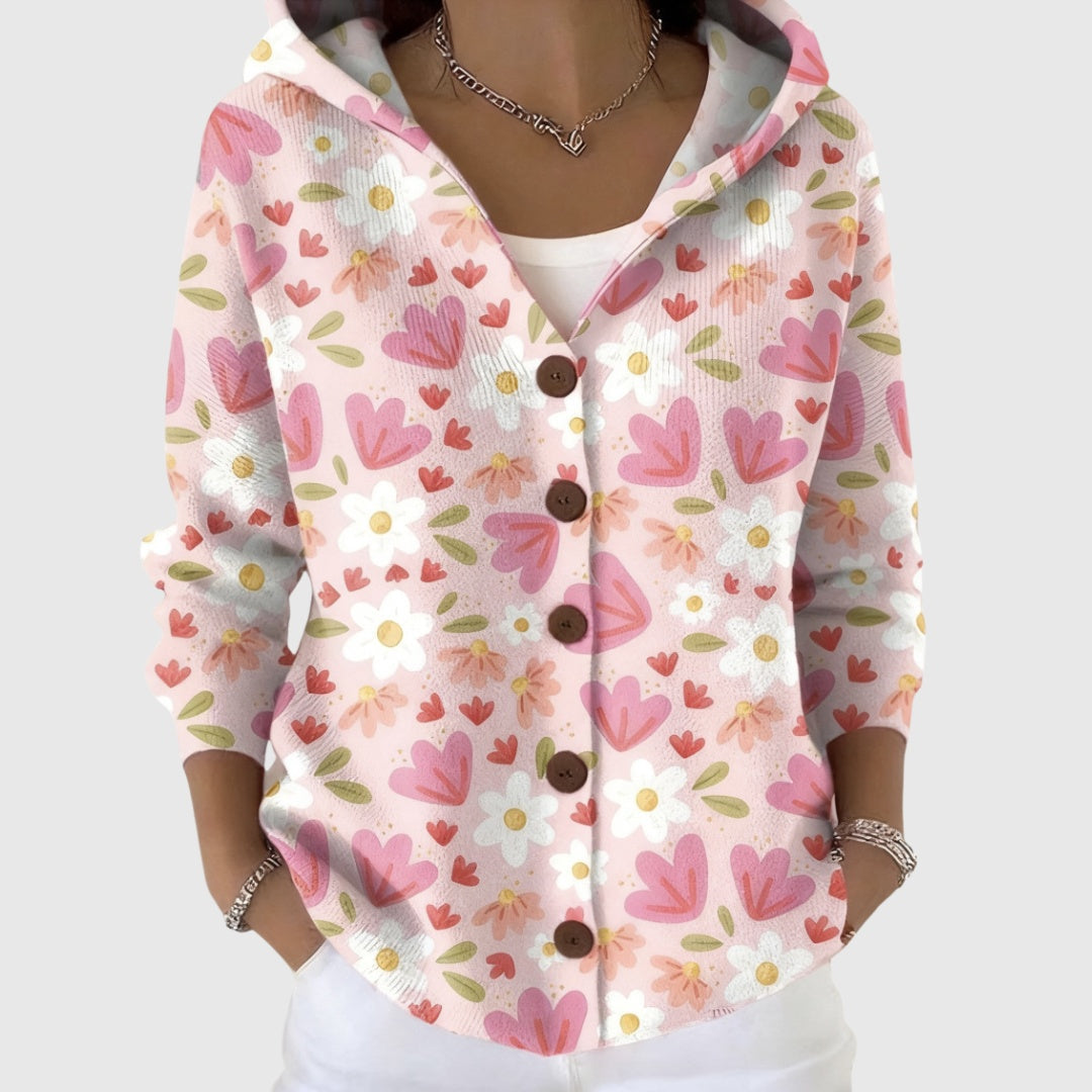 Sophia | Women's Striped Knit Cardigan Sweater Button Up V Neck