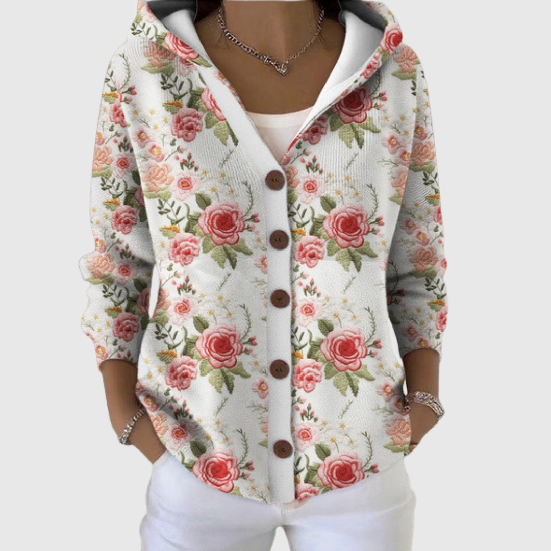 Sophia | Women's Striped Knit Cardigan Sweater Button Up V Neck