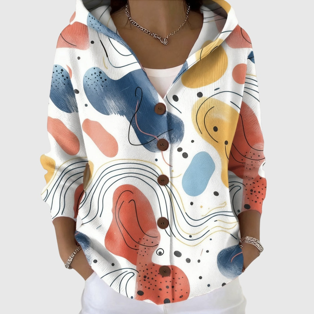 Sophia | Women's Striped Knit Cardigan Sweater Button Up V Neck