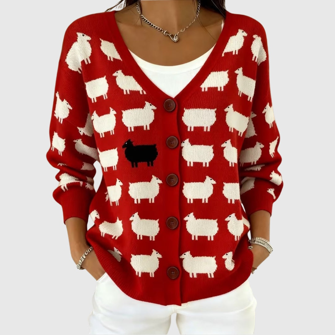 Sophia | Women's Striped Knit Cardigan Sweater Button Up V Neck