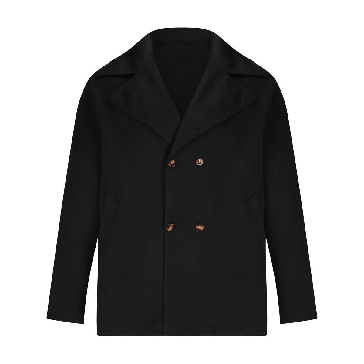 Men's Wool Blend Winter Coat Double Breasted Lapel Collar