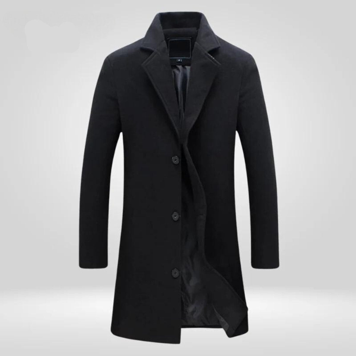 Men's Long Overcoat Wool Blend Lapel Collar Buttons