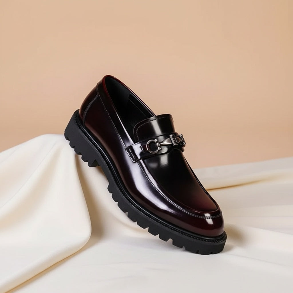 Roland | Men's Leather Loafers Buckle Lug Sole