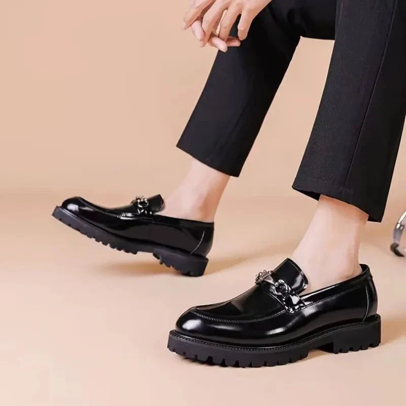 Roland | Men's Leather Loafers Buckle Lug Sole