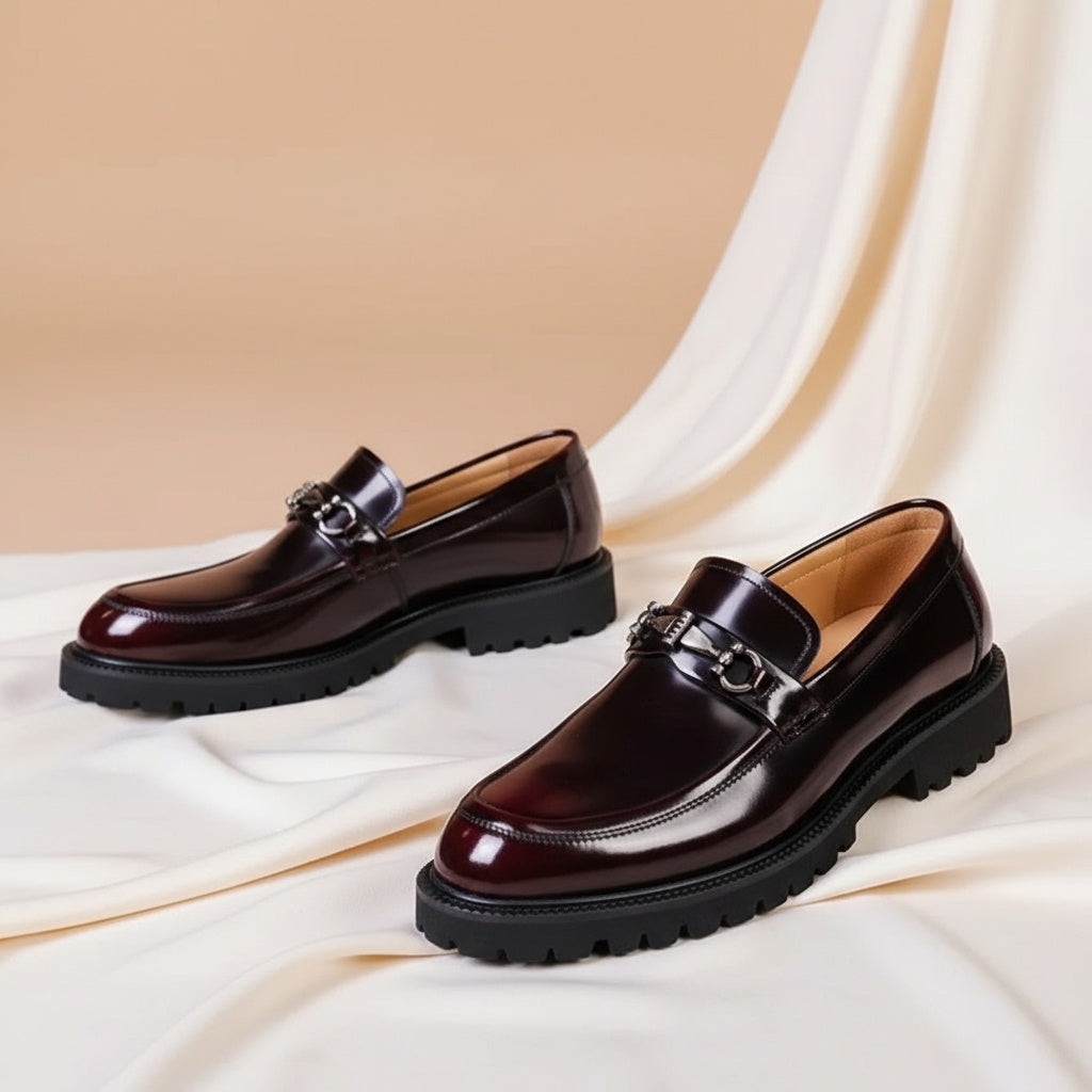 Roland | Men's Leather Loafers Buckle Lug Sole