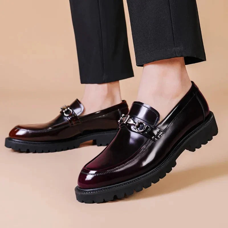 Roland | Men's Leather Loafers Buckle Lug Sole