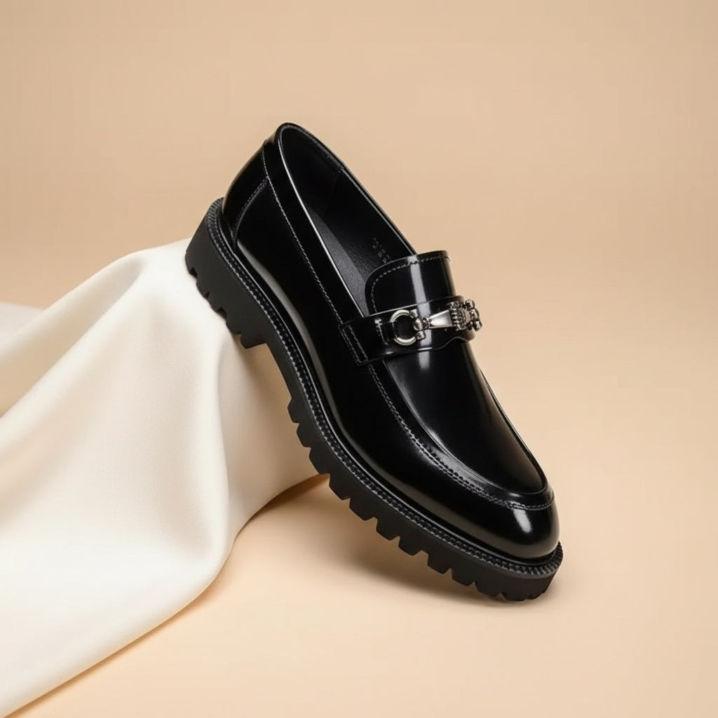 Roland | Men's Leather Loafers Buckle Lug Sole