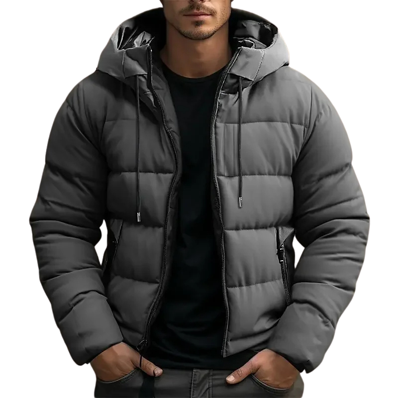 Men's Hooded Puffer Jacket Quilted Winter Coat