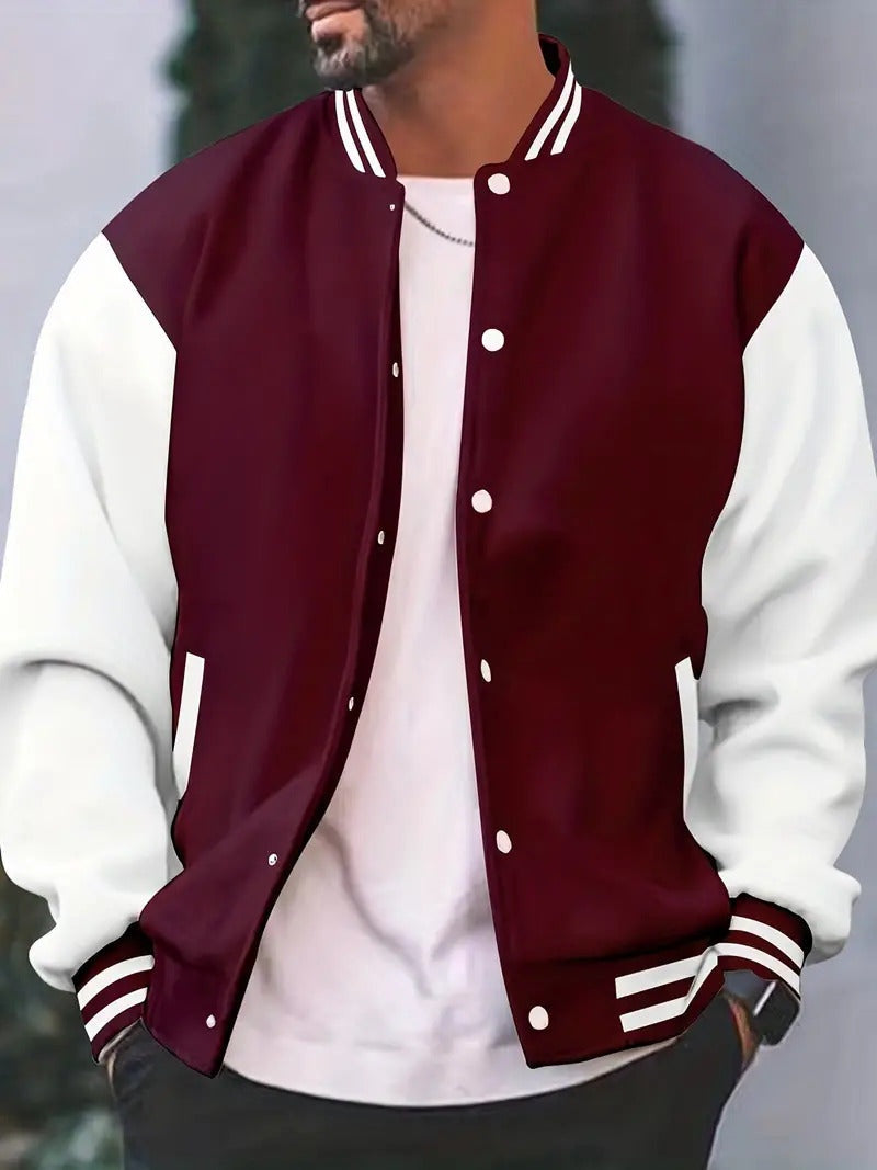 Trevor | Men's Two Tone Varsity Jacket Snap Button