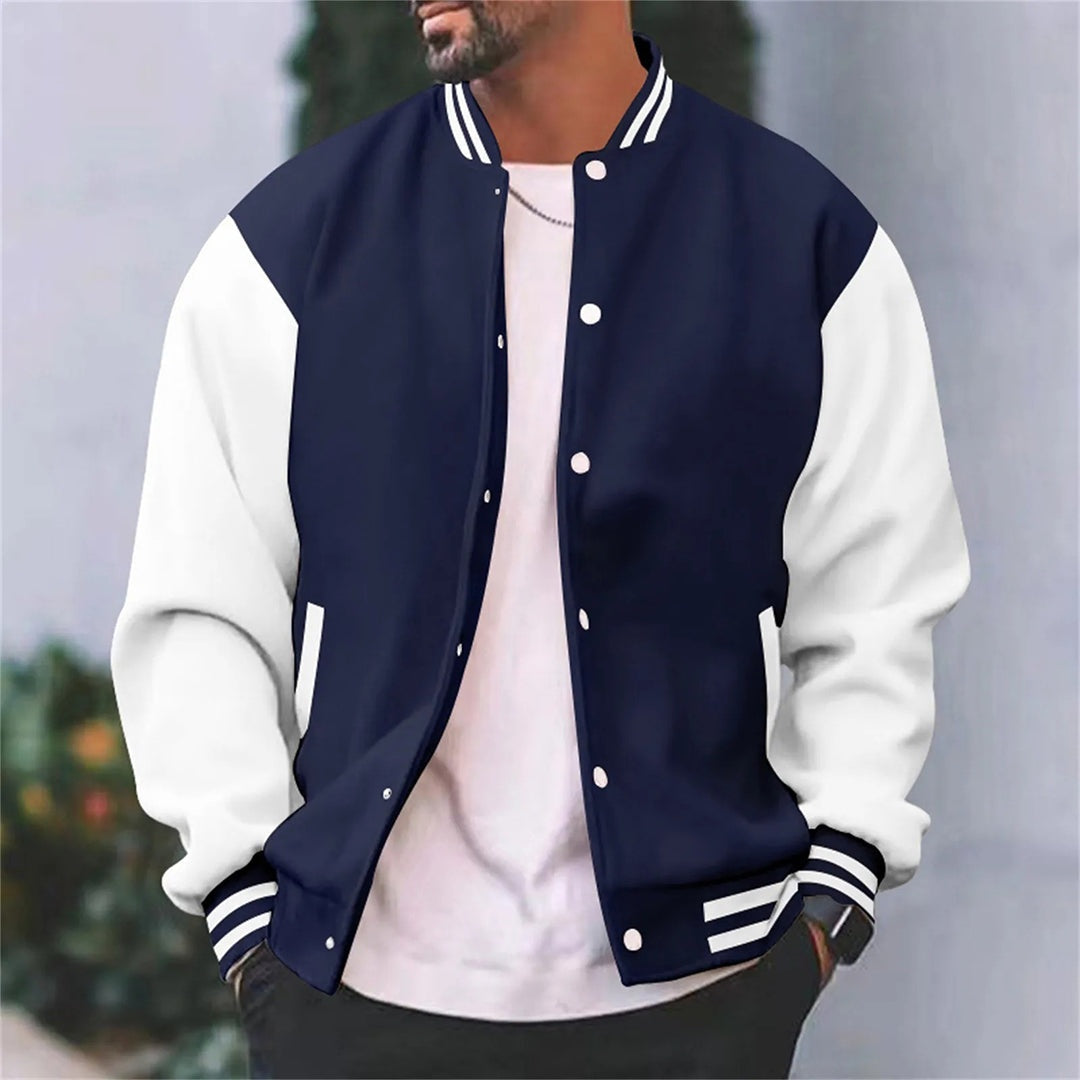 Trevor | Men's Two Tone Varsity Jacket Snap Button