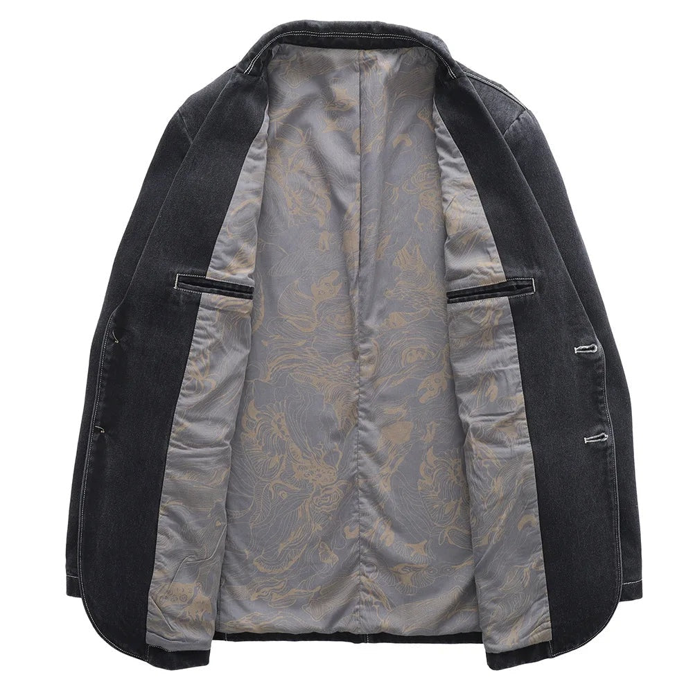 Reid | Men's Denim Jacket Blazer Style Lapel Collar