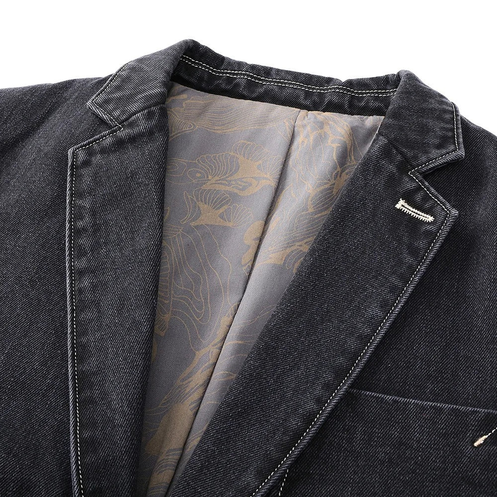 Reid | Men's Denim Jacket Blazer Style Lapel Collar