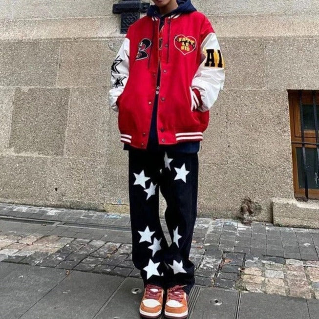 Derek | Men's Embroidered Varsity Jacket Oversized Letterman