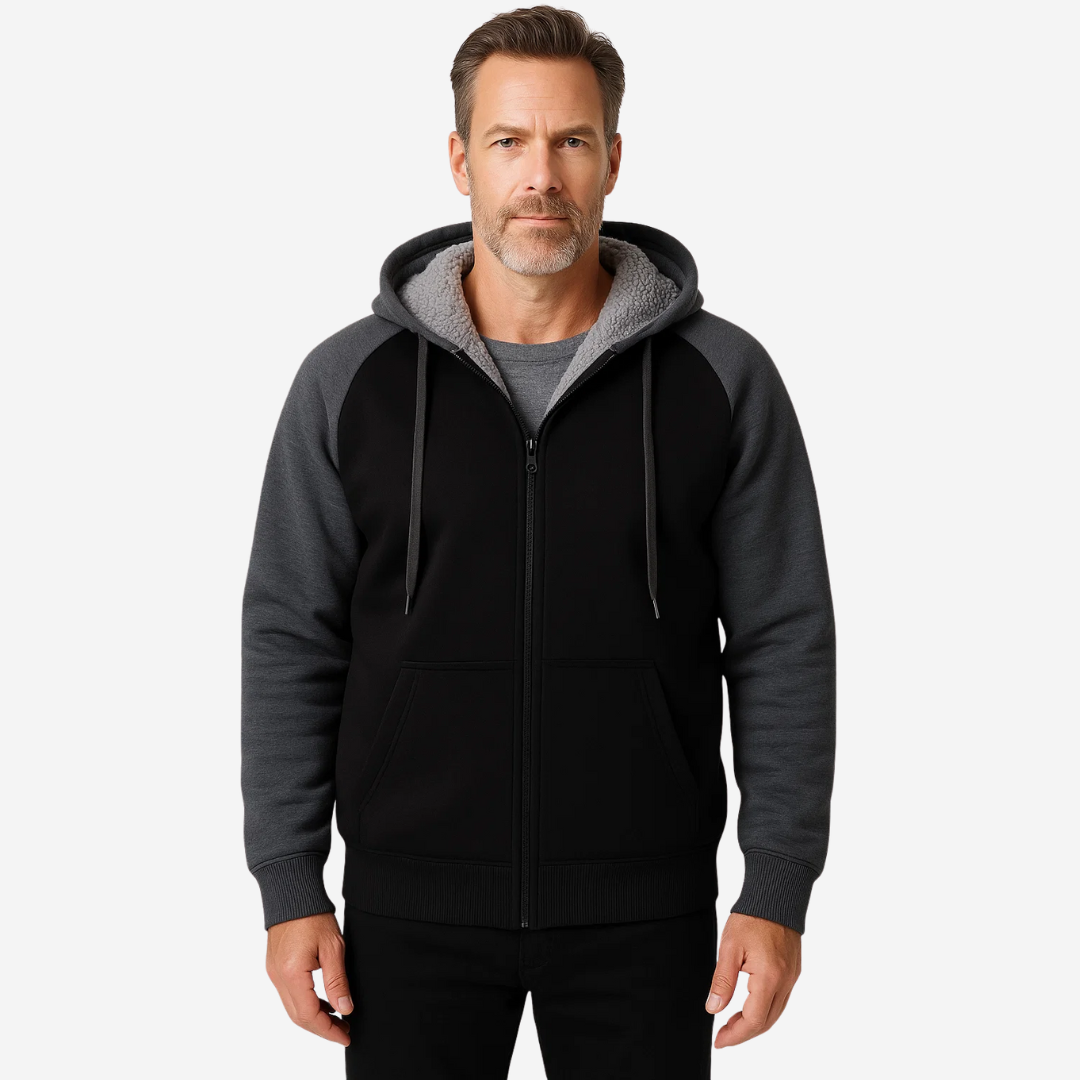 Elias | Men's Sherpa Lined Zip Up Hoodie Sweatshirt Winter