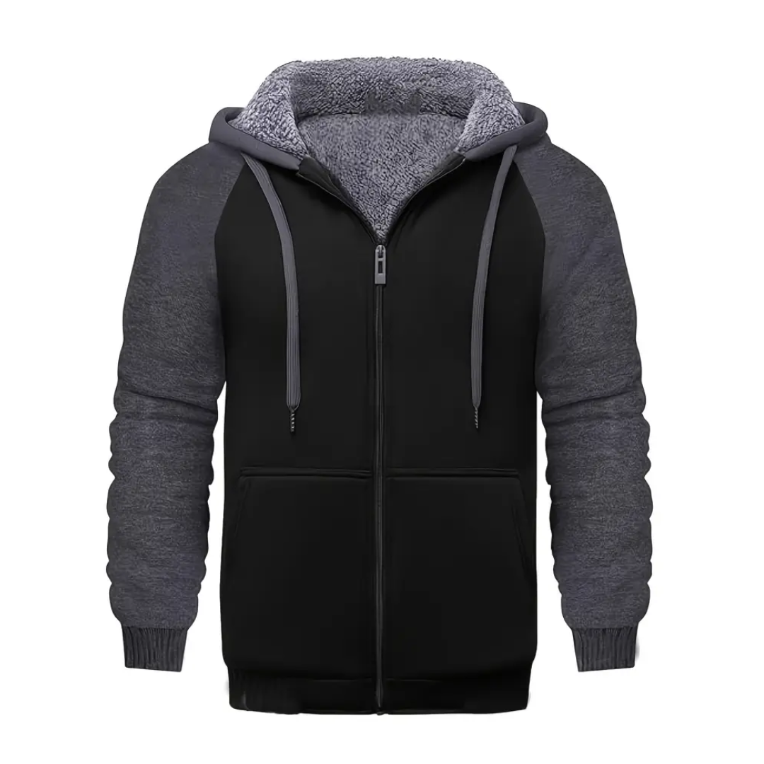 Elias | Men's Sherpa Lined Zip Up Hoodie Sweatshirt Winter