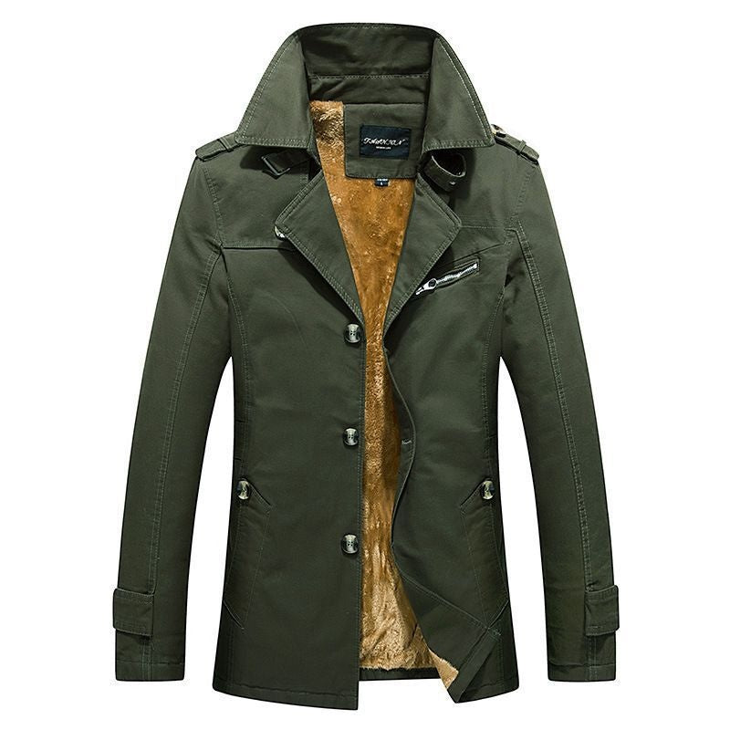 Men's Short Winter Trench Coat Sherpa Lined
