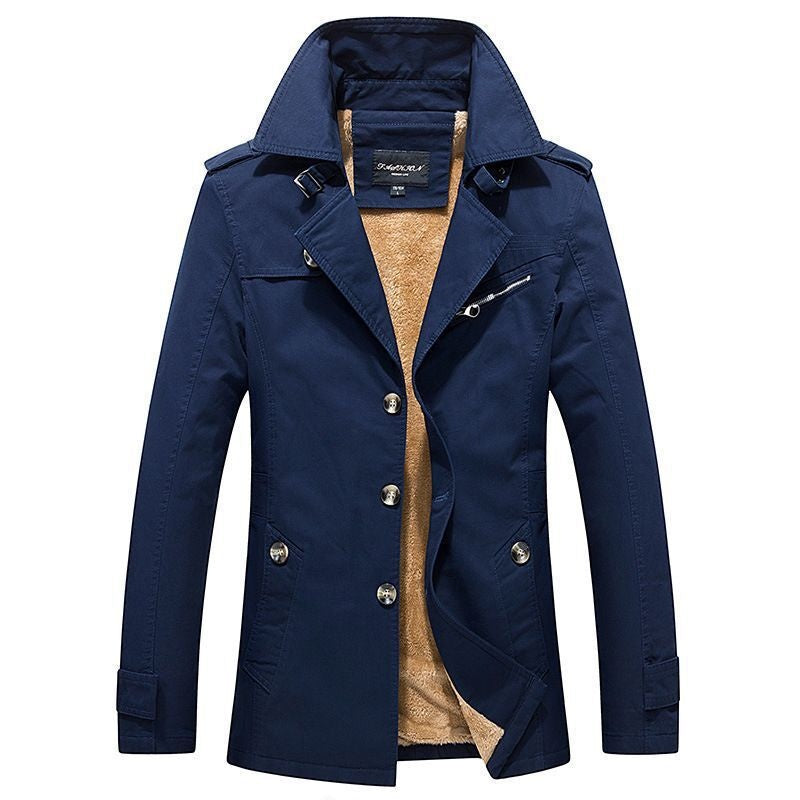 Men's Short Winter Trench Coat Sherpa Lined