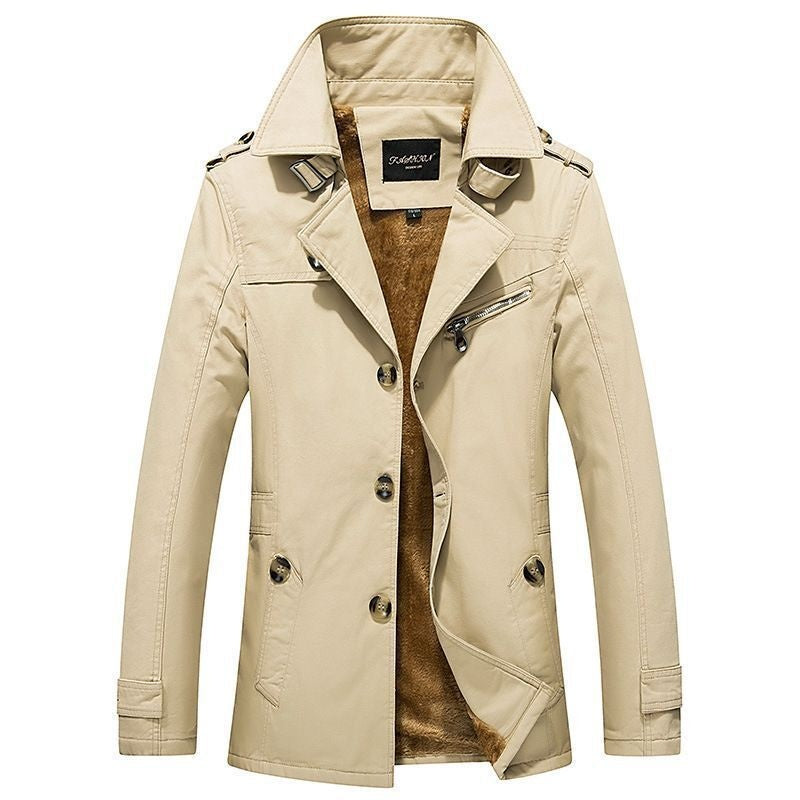 Men's Short Winter Trench Coat Sherpa Lined