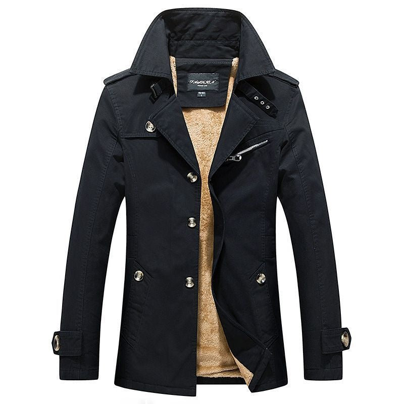 Men's Short Winter Trench Coat Sherpa Lined