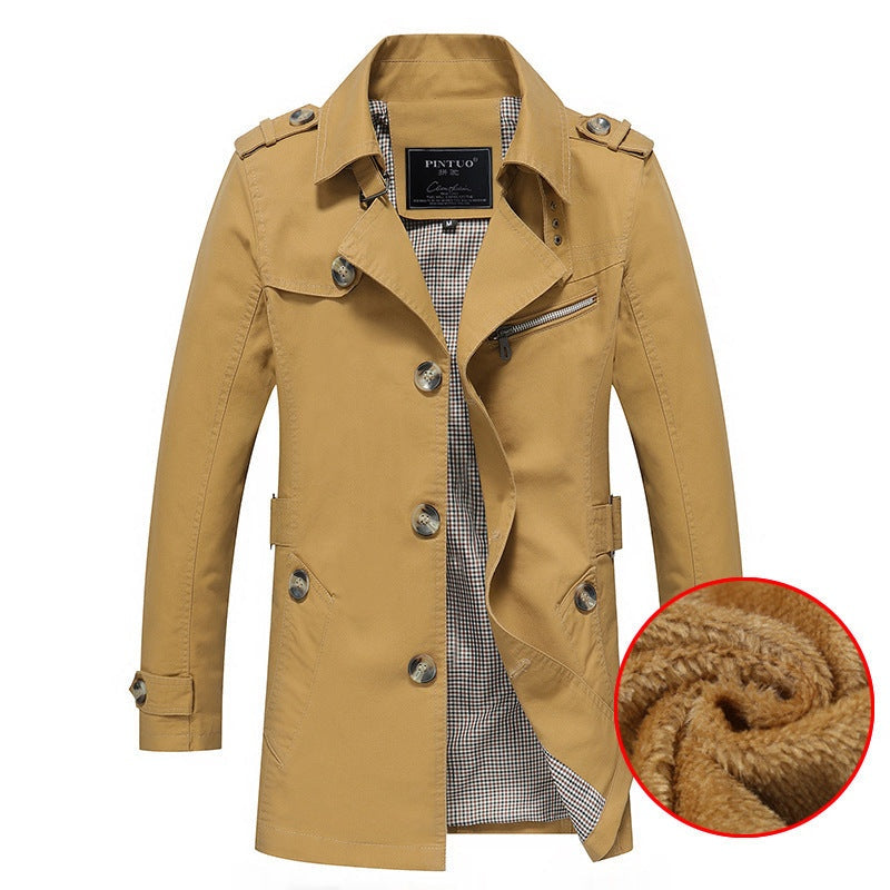 Men's Short Winter Trench Coat Sherpa Lined